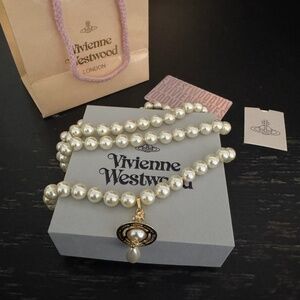 Vivienne Westwood three row pearl drop Necklace in gold